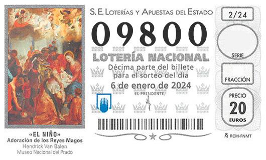 Numero 09800 loteria del niño