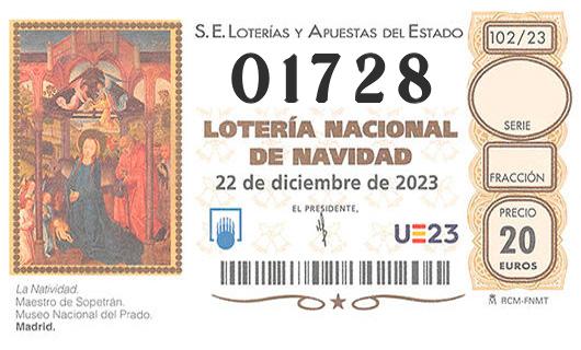 Numero 01728 loteria de navidad