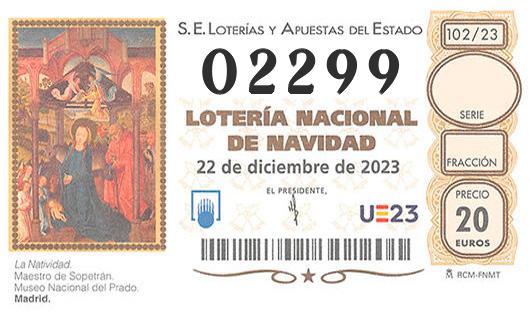 Número 02299 loteria de navidad