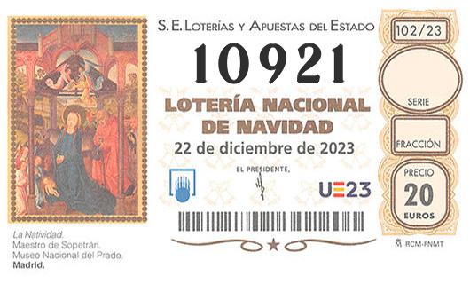 Numero 10921 loteria de navidad