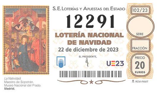 Número 12291 loteria de navidad