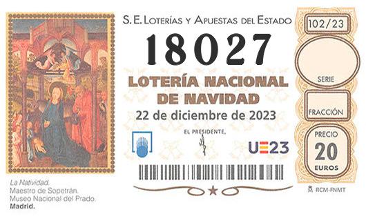 Numero 18027 loteria de navidad