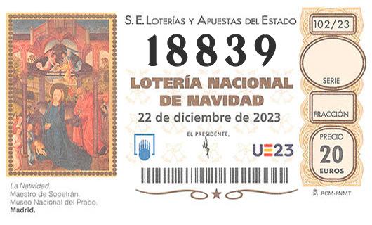 Numero 18839 loteria de navidad