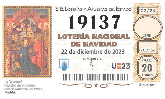 Número 19137 loteria de navidad