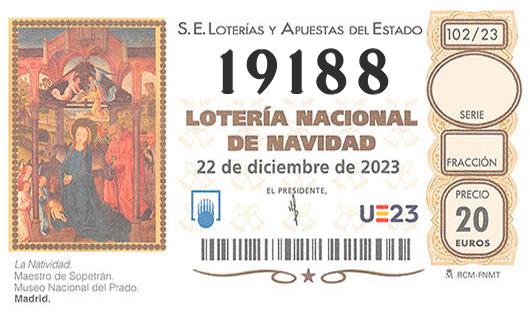 Número 19188 loteria de navidad
