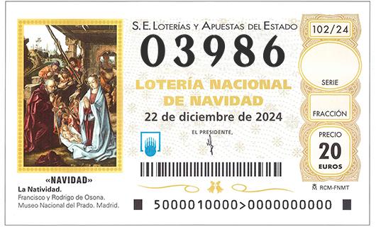 Número 03986 loteria de navidad