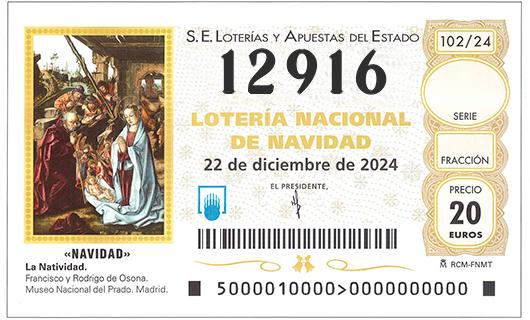 Número 12916 loteria de navidad