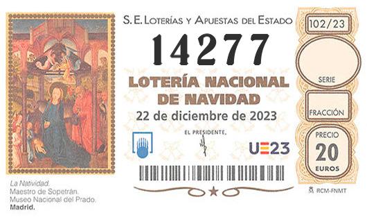 Número 14277 loteria de navidad