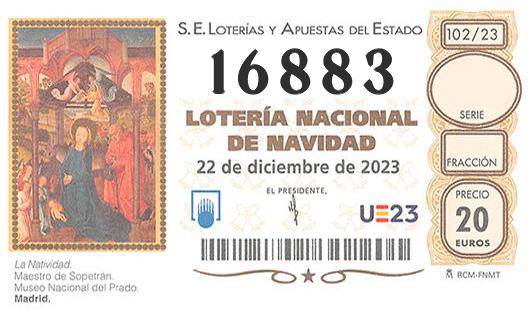 Número 16883 loteria de navidad