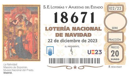 Número 18671 loteria de navidad