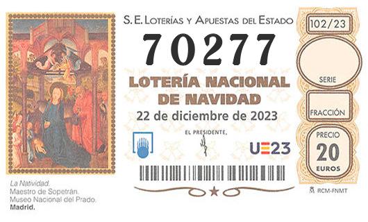 Número 70277 loteria de navidad